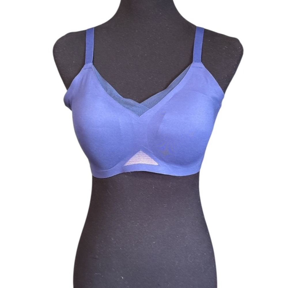 Honeylove Wire Free Cross Over Bra in Navy, Size Large, Best Fits 36-38 B/C